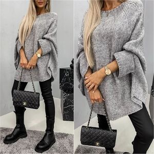 Aspen Batwing Knit Sweater - Gray